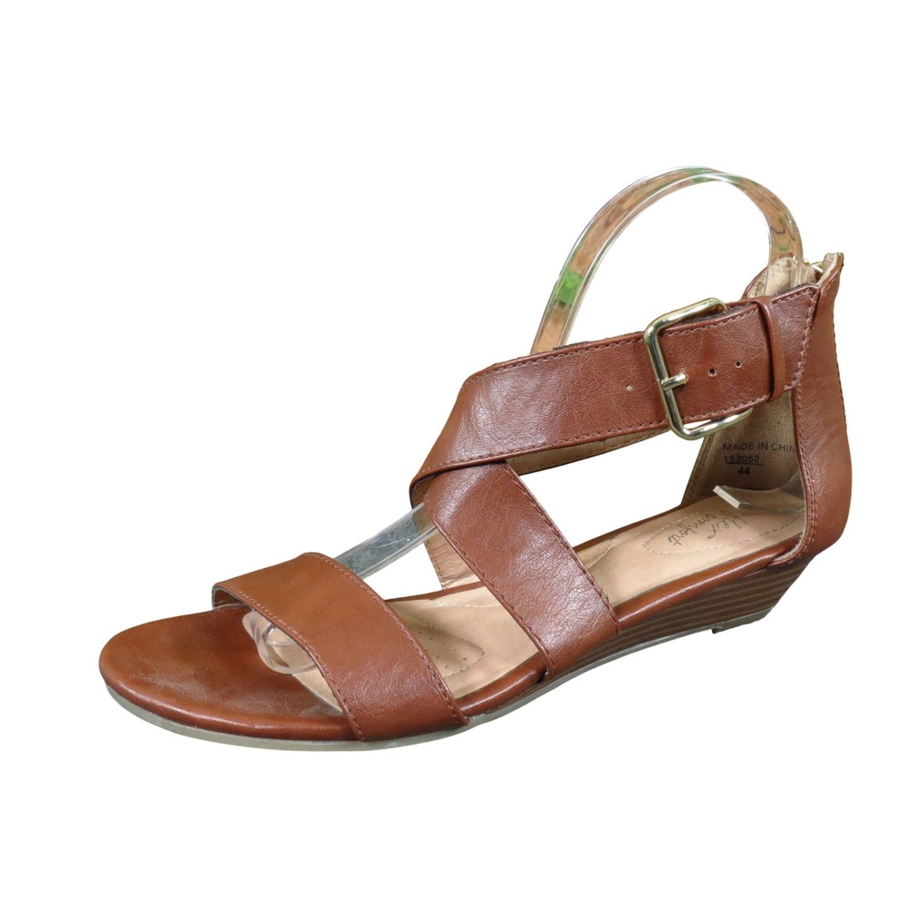 Dexflex Comfort Women Wedge Sandals Size 7.5 Wide Dressy Professional Brown